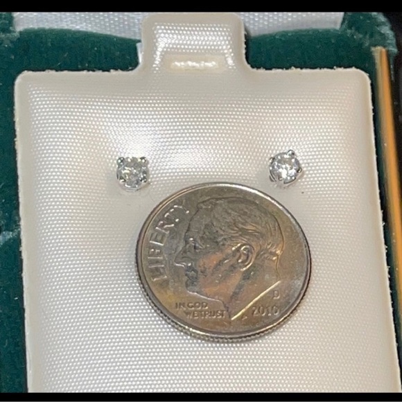 Platinum Diamond Stud Earrings - Picture 5 of 8